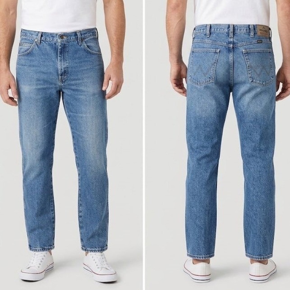 Wrangler Authentics Mens 38x29 Straight Leg Jeans Blue Stone Wash 100% Cotton